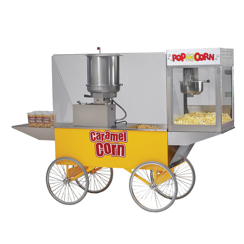 Gold Medal 2627 Two-In-One Merchandising Wagon w/ 2.5-gal Caramel Corn Cooker Mixer, Yellow-cityfoodequipment.com