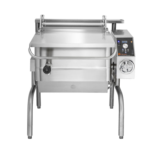 Groen BPM-30GA 30 gal. Tilt Skillet - Open Leg Base, Polished Pan, Measurement Marks, Natural Gas-cityfoodequipment.com
