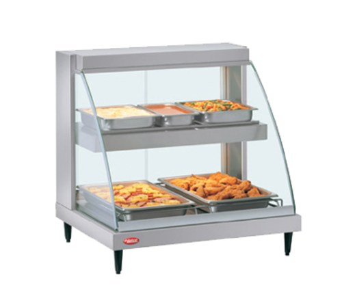 Hatco GRCD-2PD 32 1/2" Full Service Countertop Heated Display Case - (2) Shelves, 120v-cityfoodequipment.com