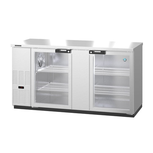 Hoshizaki BB69-G-S 69 1/2" Bar Refrigerator - 2 Swinging Glass Doors, Stainless, 115v-cityfoodequipment.com