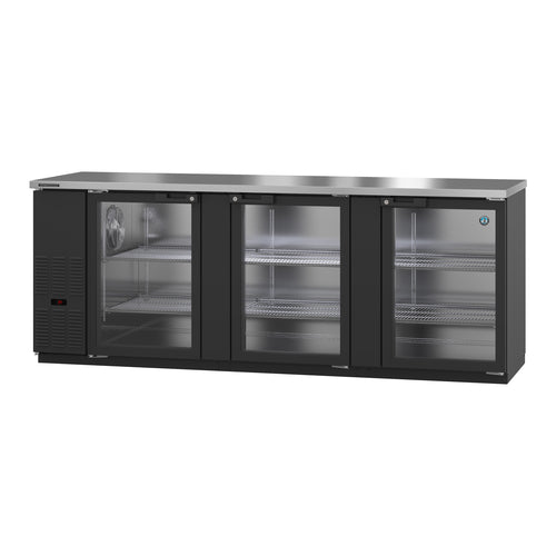 Hoshizaki BB95-G 95 1/2" Bar Refrigerator - 3 Swinging Glass Doors, Black, 115v-cityfoodequipment.com