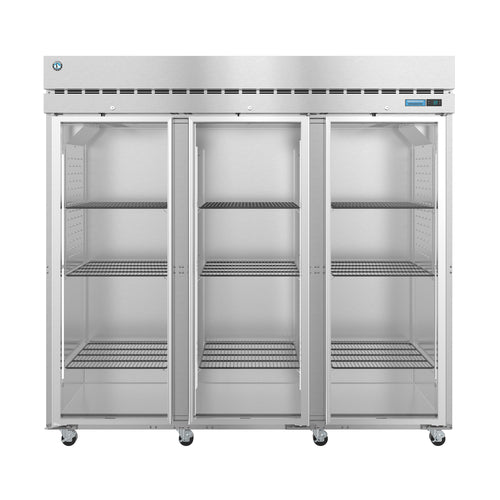 Hoshizaki R3A-FG Steelheart 82 1/2" Three Section Reach In Refrigerator, (3) Left/Right Hinge Glass Doors, 115v-cityfoodequipment.com