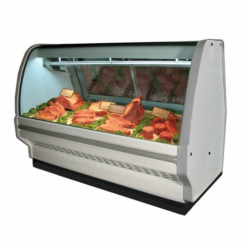 Howard-McCray 75 1/2" Full Service Red Meat Case w/ Curved Glass - (1) Level, 115v (SC-CMS40E-6C-LED)-cityfoodequipment.com