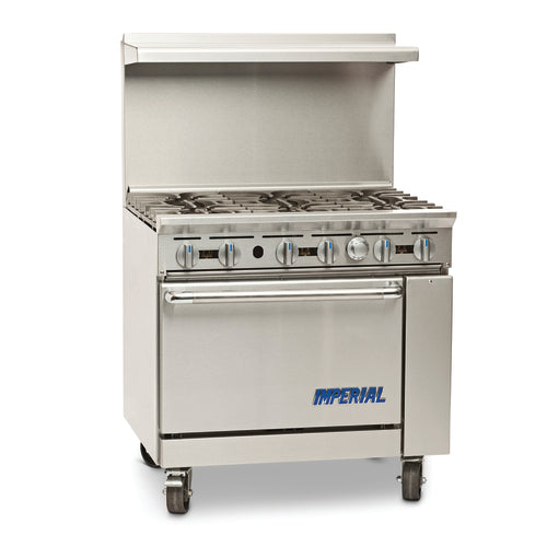 Imperial IR-6-C 36" 6 Burner Gas Range w/ Convection Oven, Natural Gas-cityfoodequipment.com