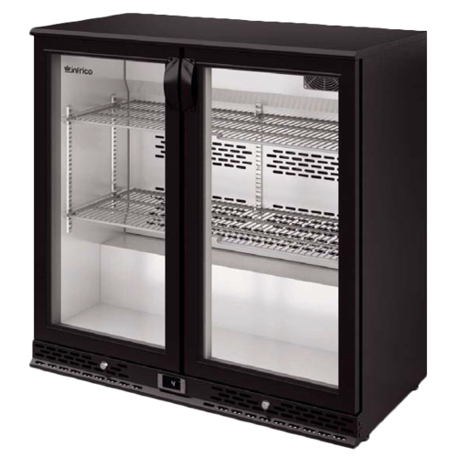 Infrico IMD-ERV25GD 35 3/8" Bar Refrigerator - 2 Swinging Glass Doors, Black, 115v-cityfoodequipment.com