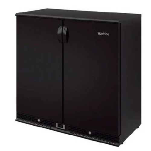 Infrico IMD-ERV35SD 53 1/8" Bar Refrigerator - 3 Swinging Solid Doors, Black, 115v-cityfoodequipment.com
