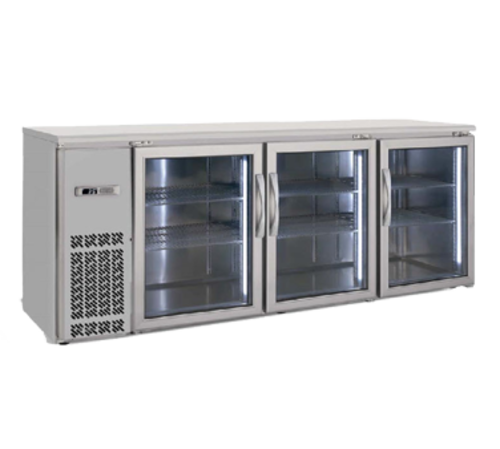 Infrico IMD-ERV84IIGD 85 1/4" Bar Refrigerator - 3 Swinging Glass Doors, Stainless, 115v-cityfoodequipment.com