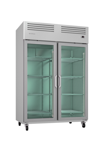 Infrico IRR-AGB49CR 54 1/2" Two Section Reach In Refrigerator, (2) Left/Right Hinge Glass Doors, 115v-cityfoodequipment.com