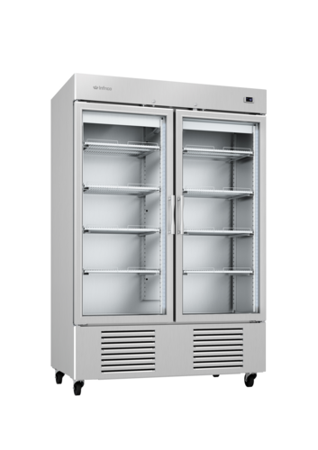 Infrico IRR-AN49CR 54 1/2" Two Section Reach In Refrigerator, (2) Left/Right Hinge Glass Doors, 115v-cityfoodequipment.com