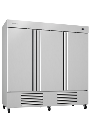 Infrico IRR-AN67BT 82" AN Series Three Section Reach In Freezer, (3) Left/Right Hinge Solid Doors, 115v-cityfoodequipment.com