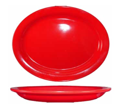 ITI 10 3/8" x 7 1/4" Oval Cancun™ Platter - Ceramic, Crimson Red (CA-12-CR)-cityfoodequipment.com
