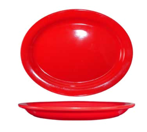 ITI 12 1/2" x 9" Oval Cancun™ Platter - Ceramic, Crimson Red (CA-14-CR)-cityfoodequipment.com