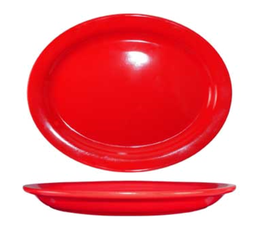 ITI 13 1/4" x 10 3/8" Oval Cancun™ Platter - Ceramic, Crimson Red (CAN-14-CR)-cityfoodequipment.com