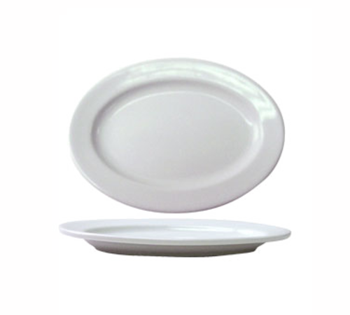 ITI 13 1/2" x 9 3/4" Oval Bristol™ Platter - Porcelain, Bright White (BL-41)-cityfoodequipment.com