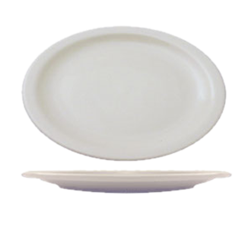 ITI 15 1/2" x 11 3/4" Oval Brighton™ Platter - Porcelain, European White (BR-51)-cityfoodequipment.com