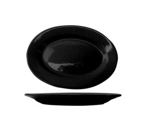 ITI 10 3/8" x 7 1/4" Oval Cancun™ Platter - Ceramic, Black (CA-12-B)-cityfoodequipment.com