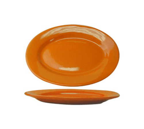 ITI 10 3/8" x 7 1/4" Oval Cancun™ Platter - Ceramic, Orange (CA-12-O)-cityfoodequipment.com