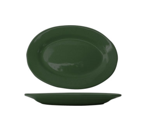 ITI 11 1/2" x 8 1/4" Oval Cancun™ Platter - Ceramic, Green (CA-13-G)-cityfoodequipment.com