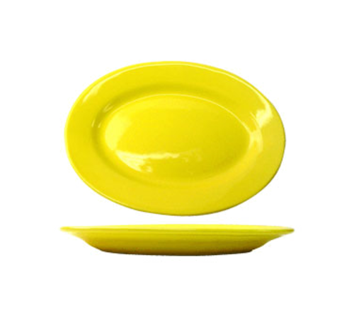 ITI 12 1/2" x 9" Oval Cancun™ Platter - Ceramic, Yellow (CA-14-Y)-cityfoodequipment.com