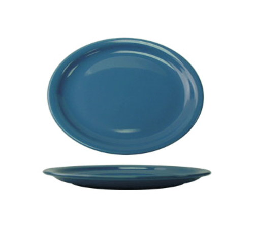 ITI 9 3/4" x 7 1/2" Oval Cancun™ Platter - Ceramic, Light Blue (CAN-12-LB)-cityfoodequipment.com