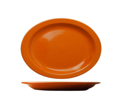 ITI 9 3/4" x 7 1/2" Oval Cancun™ Platter - Ceramic, Orange (CAN-12-O)-cityfoodequipment.com