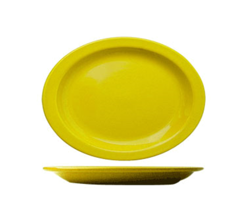ITI 9 3/4" x 7 1/2" Oval Cancun™ Platter - Ceramic, Yellow (CAN-12-Y)-cityfoodequipment.com