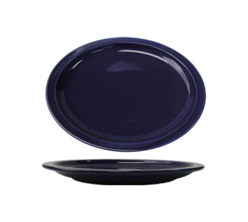 ITI 13 1/4" x 10 3/8" Oval Cancun™ Platter - Ceramic, Cobalt Blue (CAN-14-CB)-cityfoodequipment.com