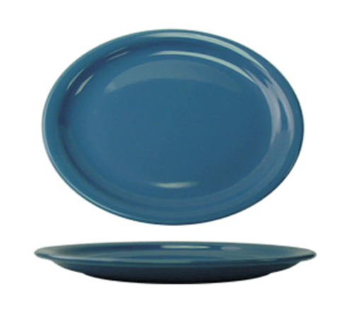 ITI 13 1/4" x 10 3/8" Oval Cancun™ Platter - Ceramic, Light Blue (CAN-14-LB)-cityfoodequipment.com