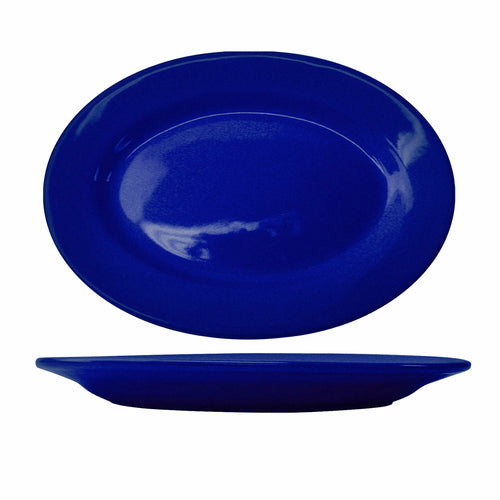 ITI 15 1/2" x 10 1/2" Oval Cancun™ Platter - Ceramic, Cobalt Blue (CA-51-CB)-cityfoodequipment.com