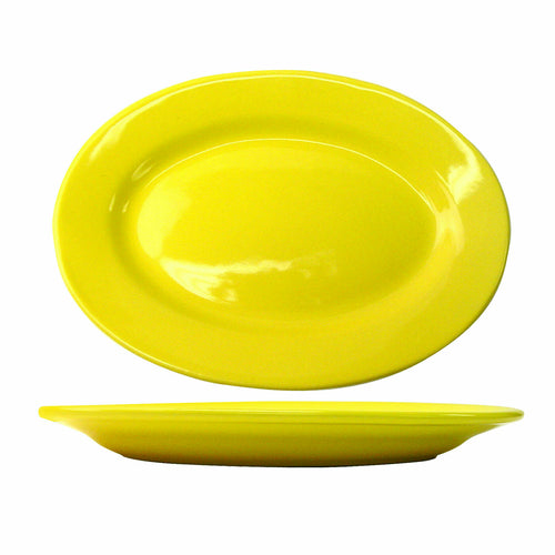 ITI 15 1/2" x 10 1/2" Oval Cancun™ Platter - Ceramic, Yellow (CA-51-Y)-cityfoodequipment.com