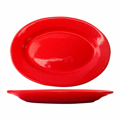 ITI 15 1/2" x 10 1/2" Oval Cancun™ Platter - Ceramic, Crimson Red (CA-51-CR)-cityfoodequipment.com