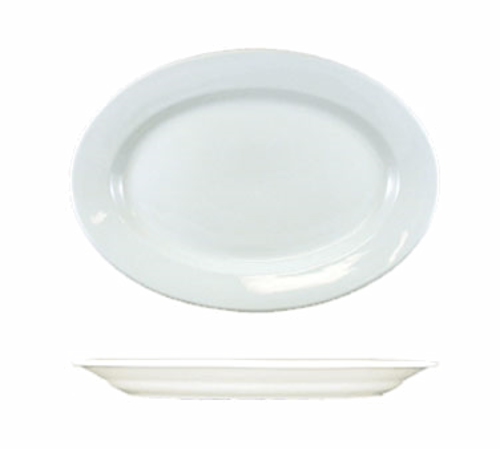 ITI 15 1/2" x 11 1/8" Oval Dover™ Platter - Porcelain, European White (DO-86)-cityfoodequipment.com