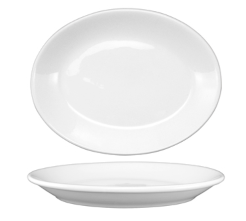 ITI 11 3/4" x 8" Oval Torino™ Platter - Porcelain, European White (TN-13/DO-13)-cityfoodequipment.com