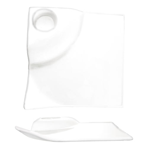 ITI 12" Square Elite™ Party Plate - Porcelain, Bright White (EL-1200)-cityfoodequipment.com