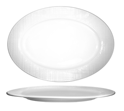 ITI 14 1/8" x 9 7/8" Oval Dresden™ Platter - Porcelain, Bright White (DR-51)-cityfoodequipment.com