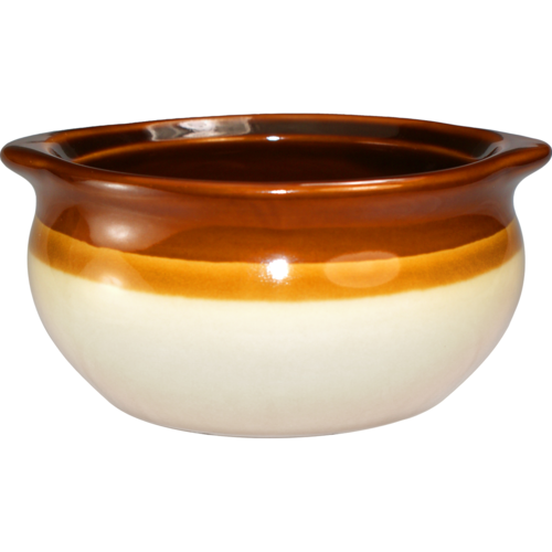 ITI 12 oz Soup Crock - Ceramic, American White/Caramel (OSC-15)-cityfoodequipment.com