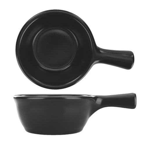 ITI 8 1/2 oz Round Soup Crock - Ceramic, Black (OSC-55-B)-cityfoodequipment.com