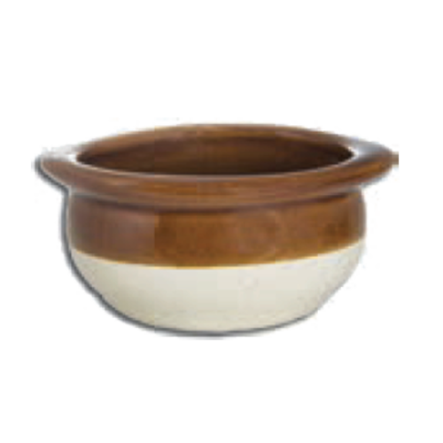 ITI 10 oz Soup Crock - Ceramic, American White/Caramel (OSC-155-TT)-cityfoodequipment.com