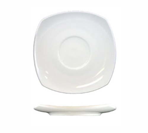 ITI 5 3/4" Square Quad™ Saucer - Porcelain, European White (QP-2)-cityfoodequipment.com