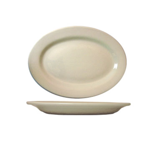 ITI 12 1/2" x 9" Oval Roma™ Platter - Ceramic, American White (RO-14)-cityfoodequipment.com