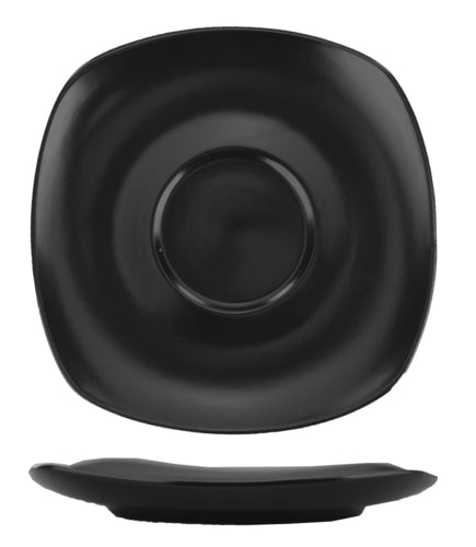ITI 5 3/4" Square Quad™ Saucer - Porcelain, Matte Black (QP-2-MB)-cityfoodequipment.com