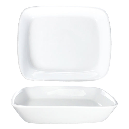 ITI 8" x 6 1/2" Rectangular Quad™ Platter - Porcelain, European White (QP-86)-cityfoodequipment.com
