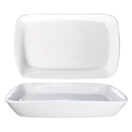 ITI 10" x 6 3/8" Rectangular Quad™ Platter - Porcelain, European White (QP-106)-cityfoodequipment.com