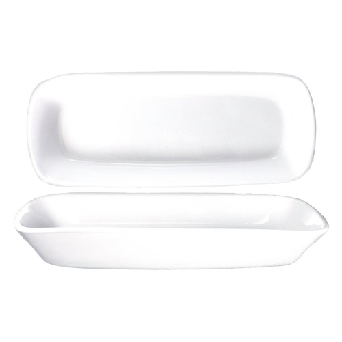 ITI 10 1/4" x 4 1/8" Rectangular Quad™ Dish - Porcelain, European White (QP-114)-cityfoodequipment.com