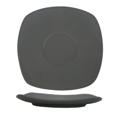 ITI 5 3/4" Square Quad™ Saucer - Porcelain, Matte Gray (QP-2-MG)-cityfoodequipment.com