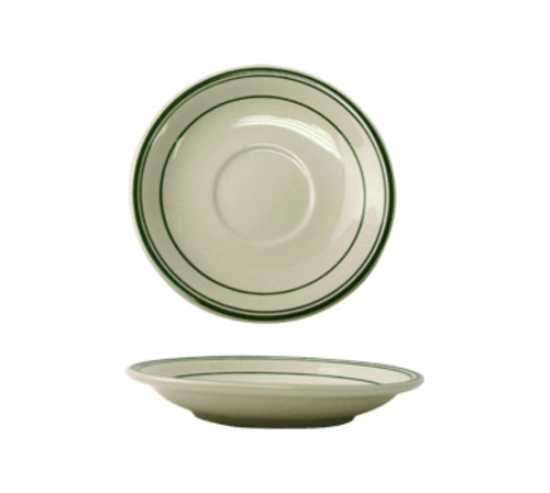 ITI 6" Round Verona™ Saucer - Ceramic, American White/Green (VE-2)-cityfoodequipment.com