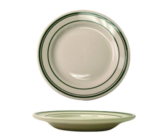ITI 6 5/8" Round Verona™ Plate - Ceramic, American White/Green (VE-6)-cityfoodequipment.com