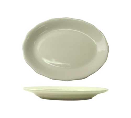 ITI 11 1/2" x 8 5/8" Oval Victoria™ Platter - Ceramic, American White (VI-13)-cityfoodequipment.com