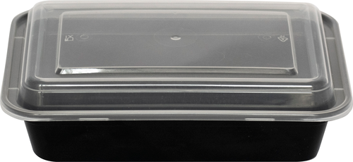 ITI 38 oz Rectangular To Go Container w /Lid - Plastic, Black (TG-PP-38)-cityfoodequipment.com
