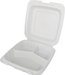 ITI Square 3-Compartment Hinged Container 8"x 8" x 3" - Plastic, White (TG-PM-883)-cityfoodequipment.com